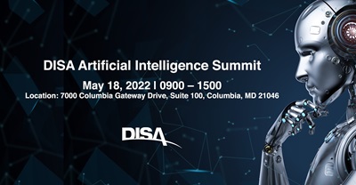Banner for DISA's Artificial Intelligence Summit - May 18, 2022