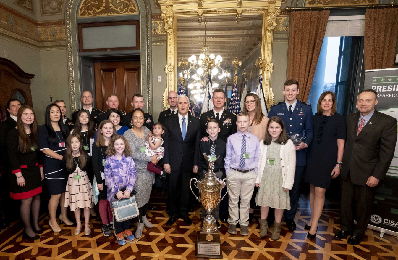 President's Cup winners and their families with Vice President Mike Pence