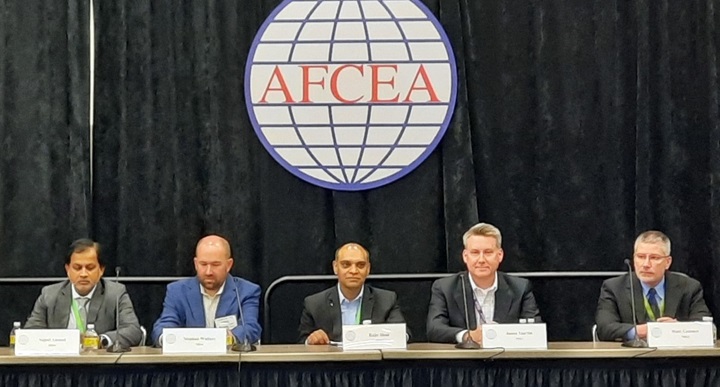 DISA representatives during the Leveraging Automation panel at AFCEA TechNet Cyber in Baltimore, Maryland, April 27, 2022.