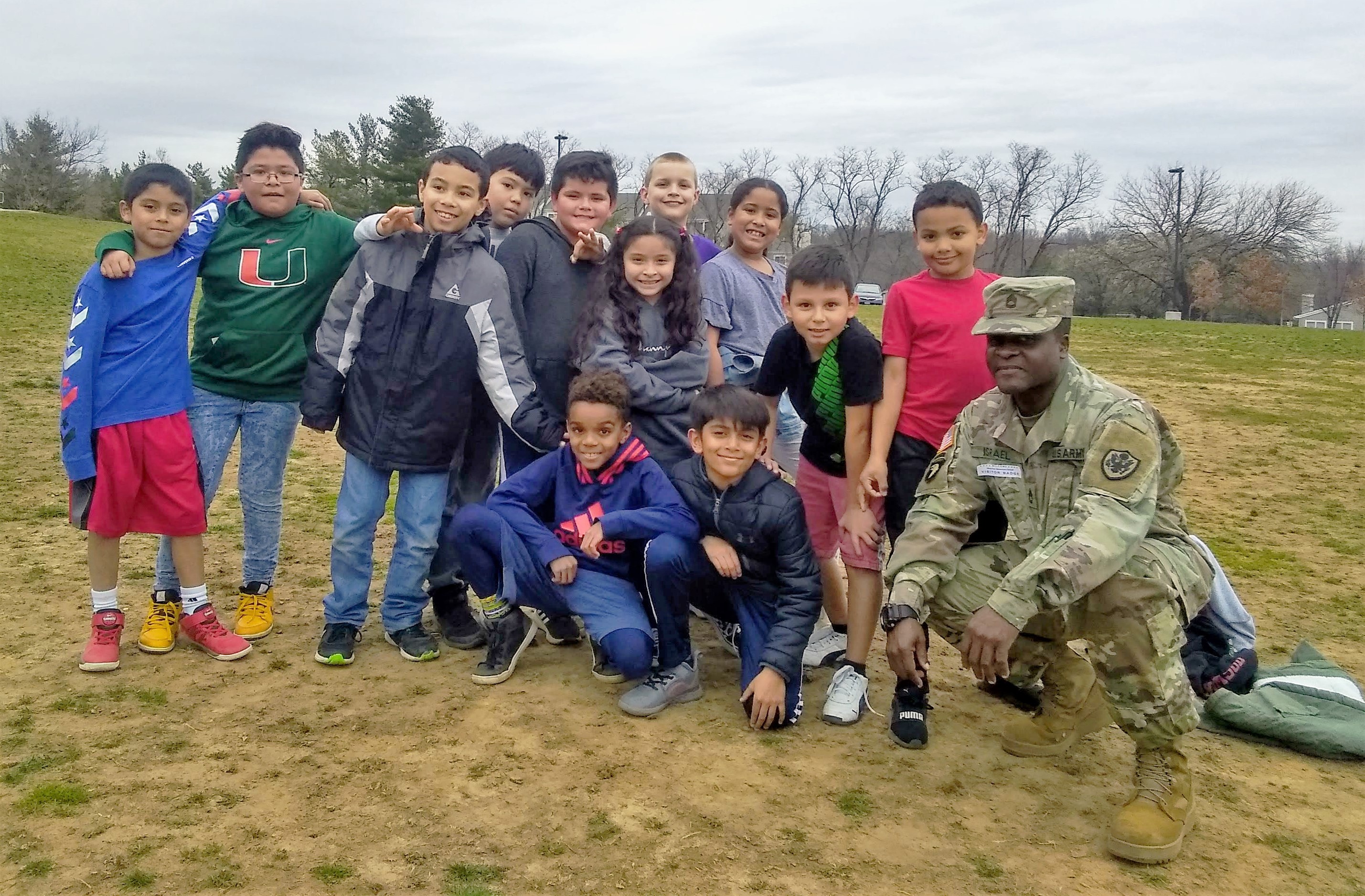 Army Master Sgt. Evens Israel serves as a role model for Deep Run Elementary students.