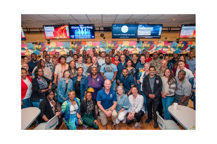 DISA Joint Service Provider personnel pose for a group photo during Employee Engagement Day.